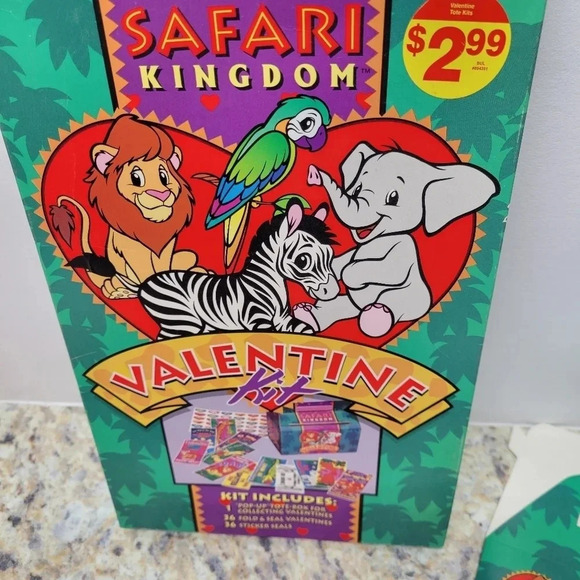🌴3/$15🌴 Vintage Safari Kingdom Valentines Day Kit Class Room School - Picture 2 of 11